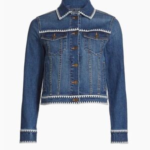 Ramy Brook Blue Denim Jacket with White and Tan Accents